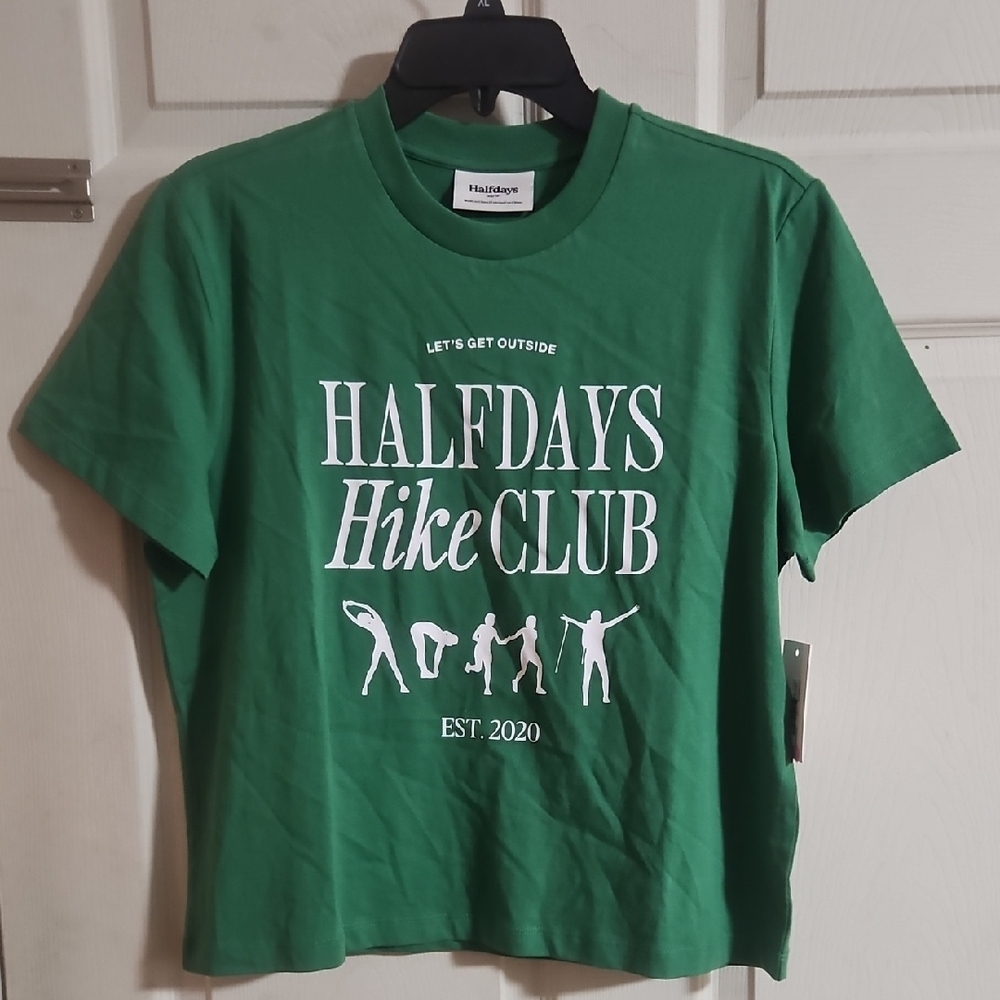 Halfdays WOMENS HIKE CLUB GRAPHIC TEE: GREEN: NEW WITH TAGS: SIZE XS